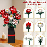 Rose Flower Bouquet Building Kit Gift For Valentine’S Day, Roses Bouquet Building Set, 841Pcs Red Roses Artificial Flowers With Vase, Rose Unique Diy Gifts For Women, Adults, Kids, Anniversaries