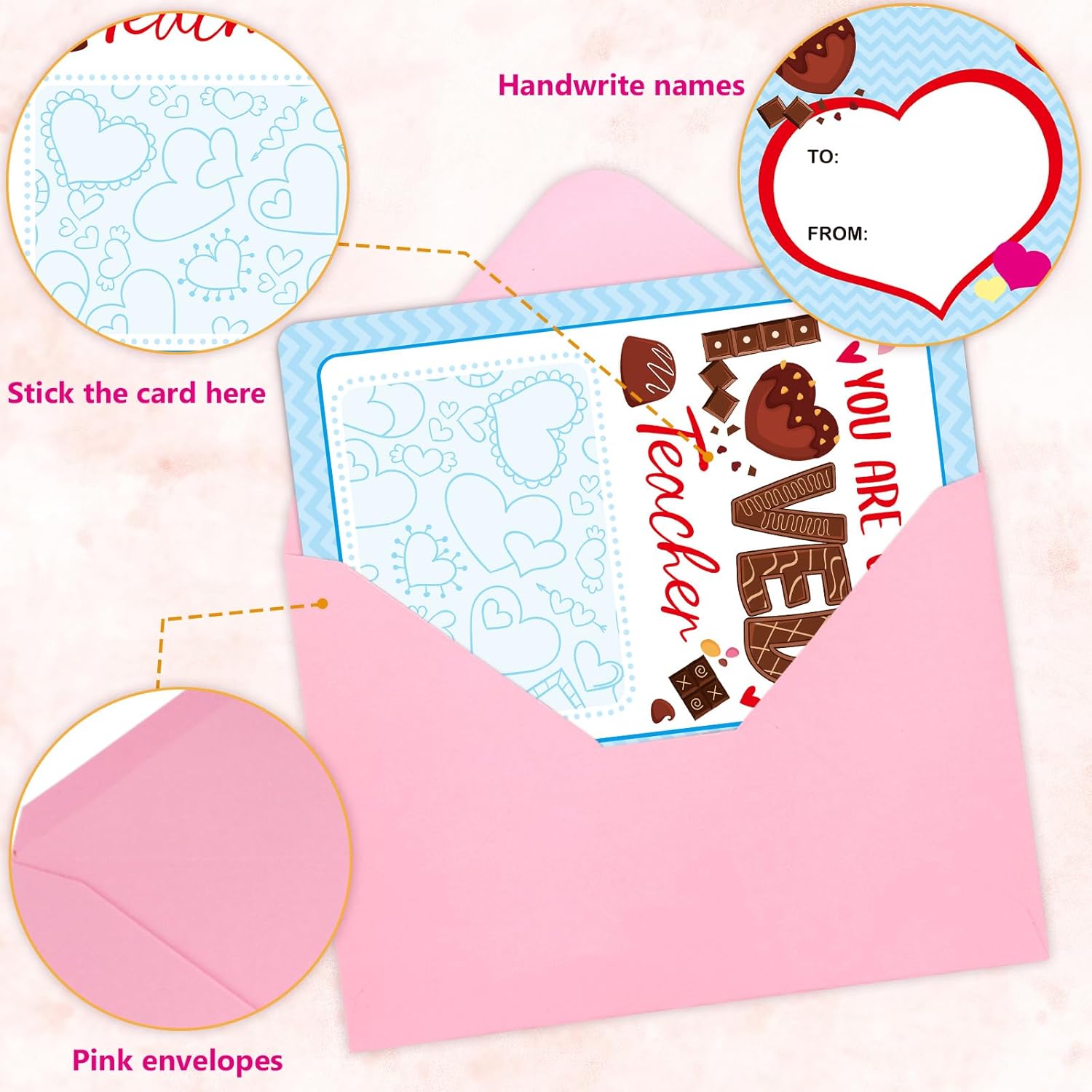 Valentines Day Cards For Teacher Valentine Teacher Gift Card Holders Holiday Appreciation Cards With Envelopes For School Office Exchange Supplies Ornament Favors 12Pcs