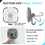 22 Lb Heavy Duty Suction Cup Hooks 4 Pack - 360° Rotating Shower Hooks For Bathroom, Wall, Glass Door, Window Hanging Foldable Holder For Towel, Wreath, Cups (Abs+Pc) No Drill Suction Hook Reusable