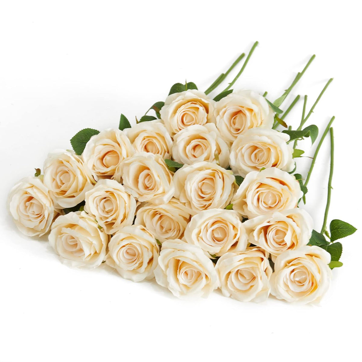 20Pcs Artificial Flowers, Silk Flower Realistic Roses Bouquet Long Stem For Home Decor Wedding Decoration