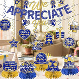 We Appreciate You Decorations, Navy Blue Gold Thank You Decorations Includes We Appreciate You Banner And Employee Appreciation Table Decorations And Hanging Swirls For Pastor Appreciation Decorations