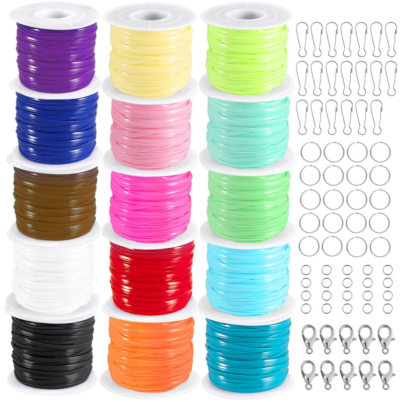 Lanyard String,15 Rolls Gimp String Plastic Lacing Cord Plastic String Lanyard