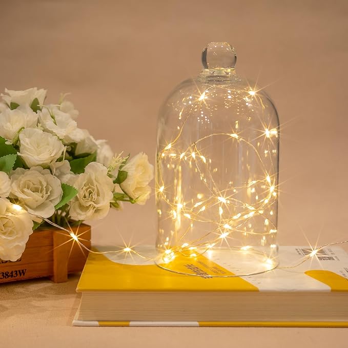 100FT Plug In Fairy Lights 600 LED Warm White Silver Wire String Lights with Remote 8 Modes Waterproof for Wedding Christmas Decor