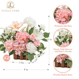 Wedding Centerpiece Flower With Basket, Set Of 2 Large Artificial Flowers Floral Arrangement For Tabletop Mantel Archway Aisle (Peachpink&White)