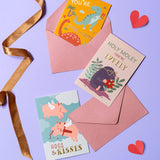 Valentines Day Cards For Kids School, 36-Pack Animal-Themed Funny Valentine'S Exchange Cards For Classroom With Gold Foil And Emboss Details, 4 X 6 Inches, Blank On The Inside, Envelopes Included