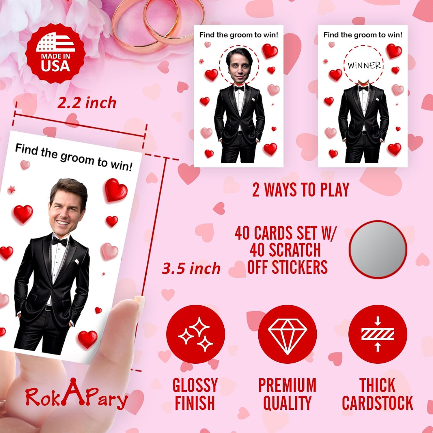 Find The Groom To Win Bridal Shower Scratch Off Game, 40 Pack, Fun & Easy Wedding Shower Game Idea For Guests, Engagement Party, Bachelorette Party, And Bride-To-Be Celebration Scratch Off Cards.