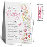 Wildflower Clothespin Baby Shower Game – 'Don'T Say Baby' Party Activity With Pink Floral Sign & 50 Mini Clothespins – Gender Reveal Decor For Girls – Baby Shower Decoration Set-C5