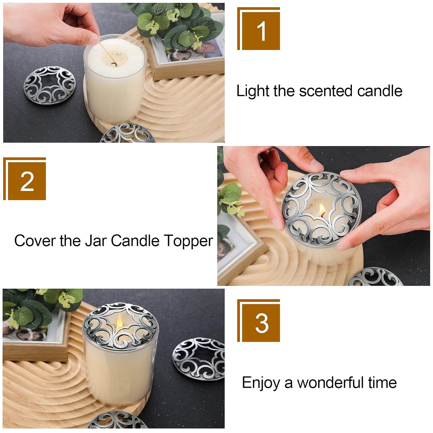 4 Pcs Candle Toppers To Burn Evenly Silver Jar Lid Scented Candles Accessories Gifts For Woman Supplies