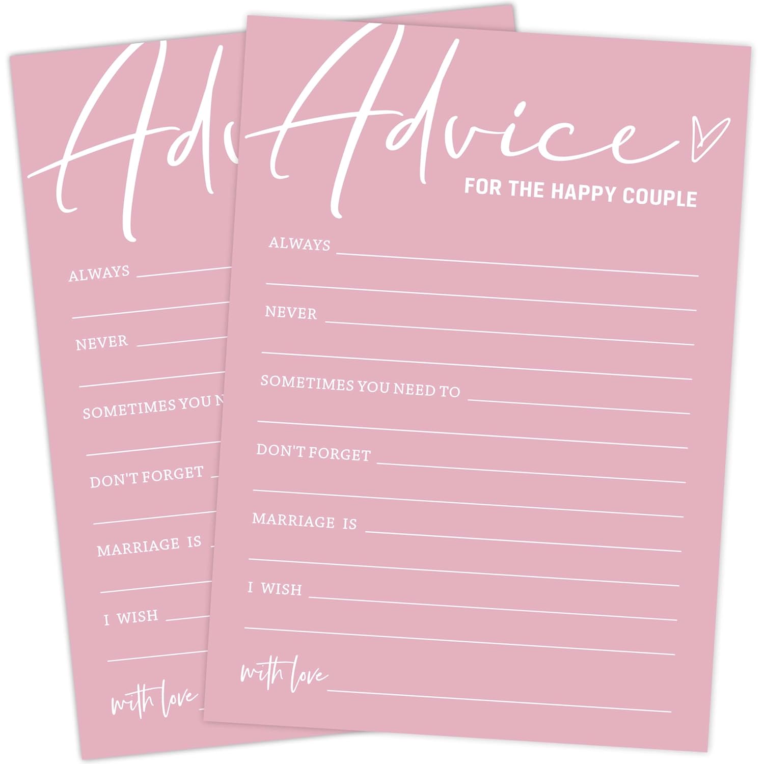 Pink Theme Bridal Shower Games - 25 Guest Cards, Wedding Advice Cards, Interactive Games - English, Modern Style, 2+ Players, Age 18+, 5X7 Inches, Pack Of 25