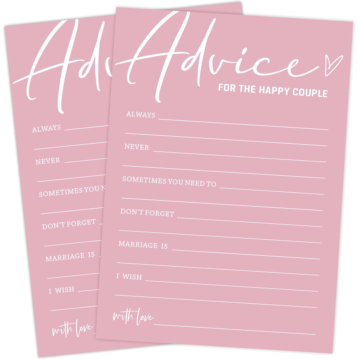 Pink Theme Bridal Shower Games - 25 Guest Cards, Wedding Advice Cards, Interactive Games - English, Modern Style, 2+ Players, Age 18+, 5X7 Inches, Pack Of 25