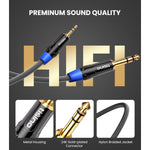 1/8 To 1/4 Stereo Cable, 3.5Mm To 1/4 Adapter Aux Cord Stereo Audio Cable For Guitar, Keyboard Piano, Laptop, Home Theater Devices, Speaker And Amplifiers,Nylon Braid-3Ft