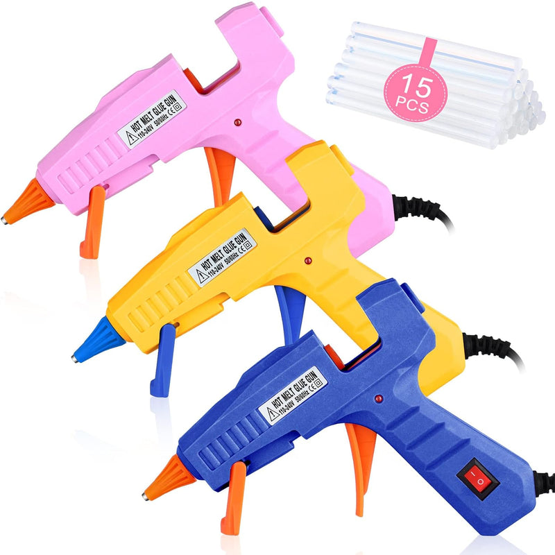 3 Pieces Glue Gun With 15 Glue Sticks, Hot Glue Sticks Mini Hot Glue Gun Kit F