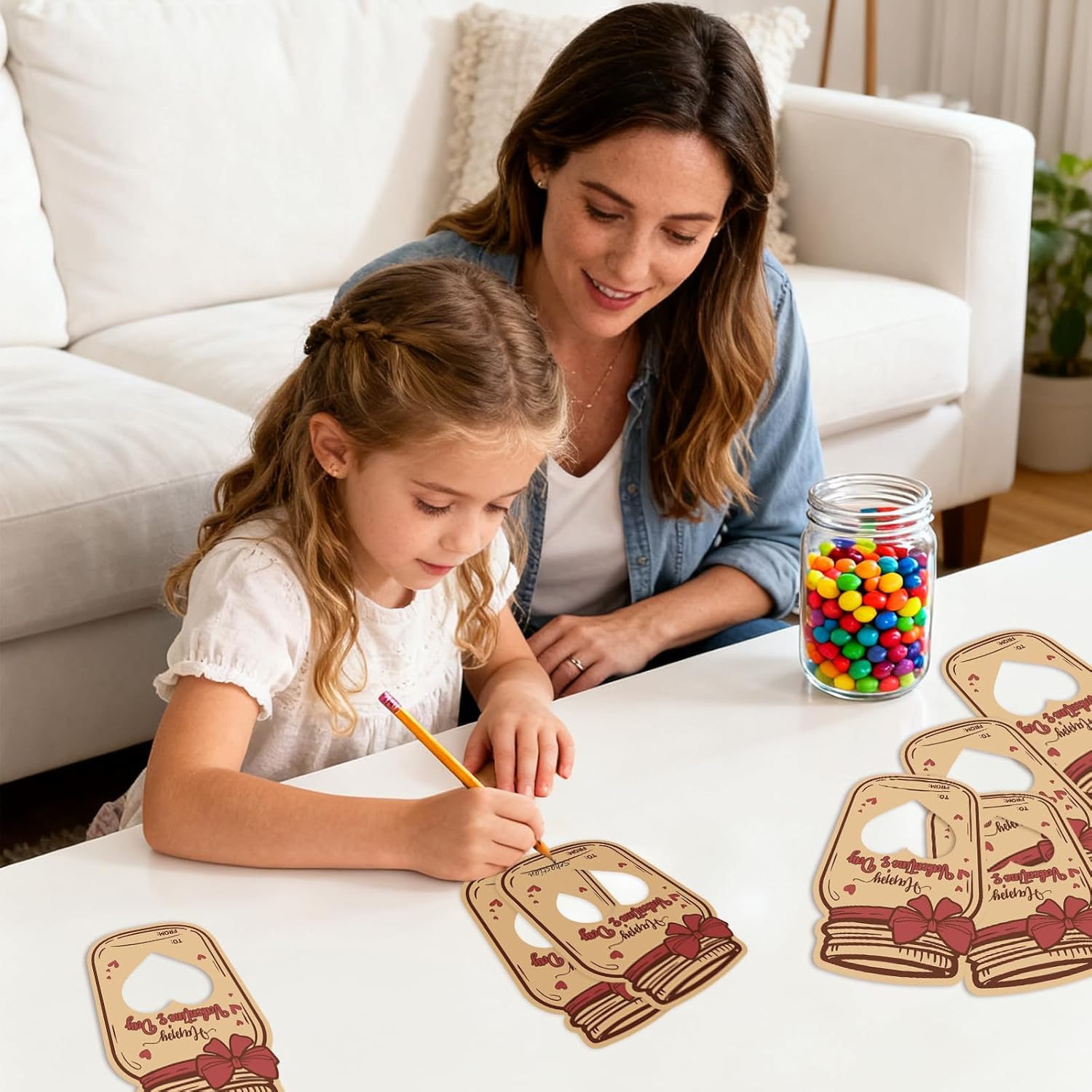 50Pcs Valentines Day Cards For Kids - Happy Valentine'S Day Crads Bulk With 50Pcs Treat Bags, Diy Candy Bag Exchange Gift For Classroom Party Favors, Boys Girls Toddler(Candy Not Included)