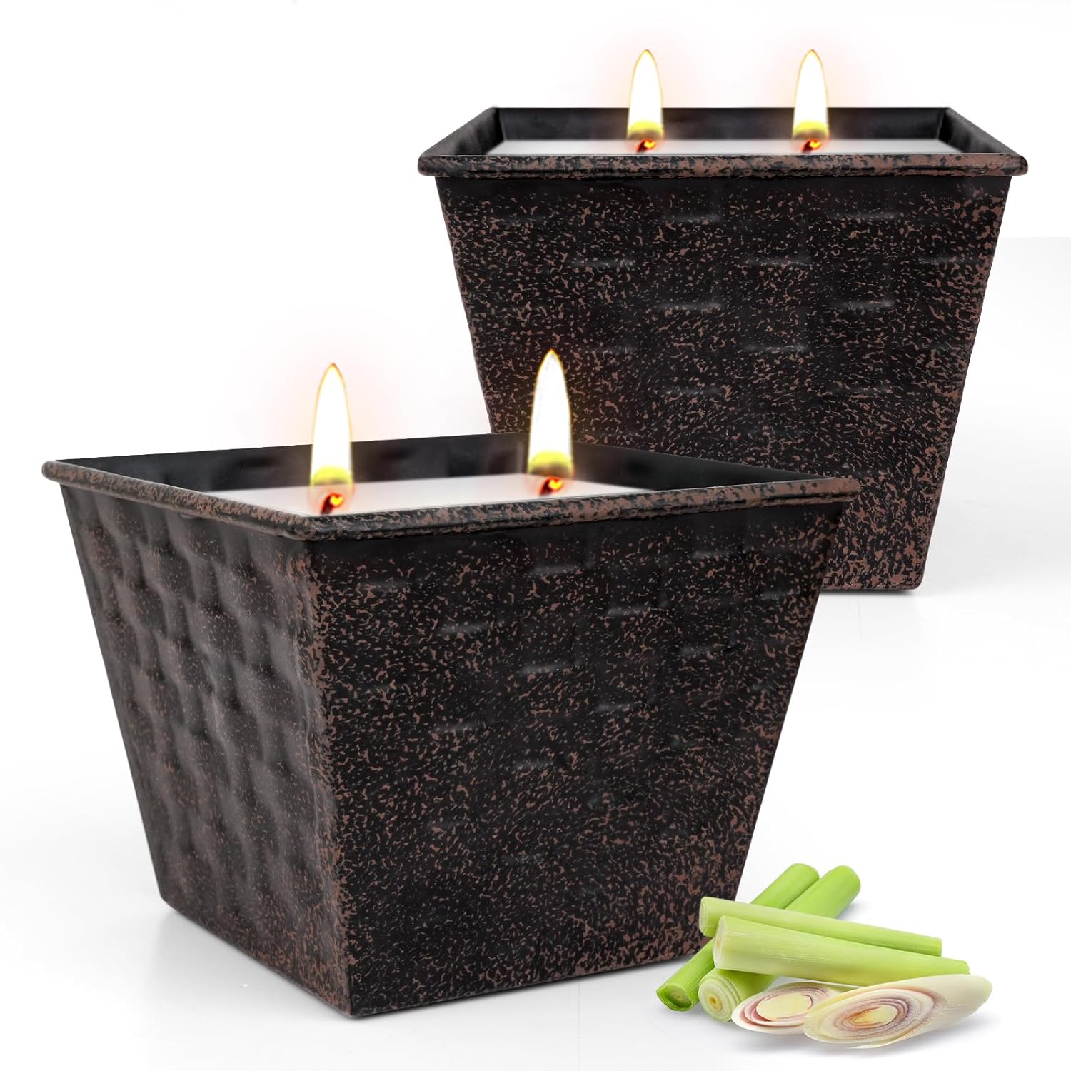 Citronella Candles Outdoor – 2 Pack, 12Oz Each, Large Double-Wick Soy Wax Candles, 100-Hour Burn Time, For Patio, Camping, Backyard, Emergency & Survival
