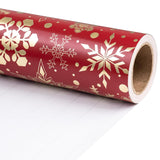 Gold Foil Snowflake Christmas Wrapping Paper Roll, Mini Roll, Elegant Gold And Red Snowflake Design Gift Wrap Paper, Perfect For Holiday Gifts, Christmas Party, 17 Inches X 32.8 Feet