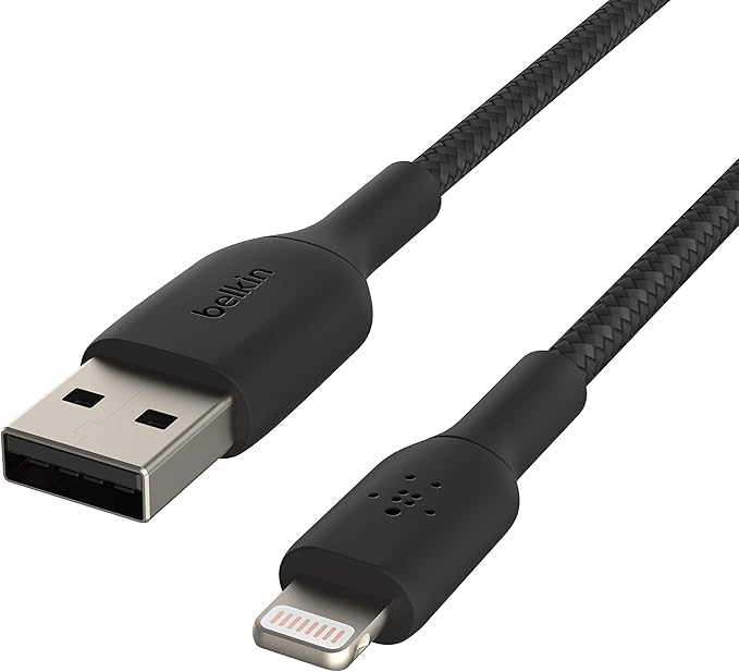 3.3FT Braided USB to Lightning Cable MFi Certified Fast Charging Cord for iPhone iPad AirPods Black