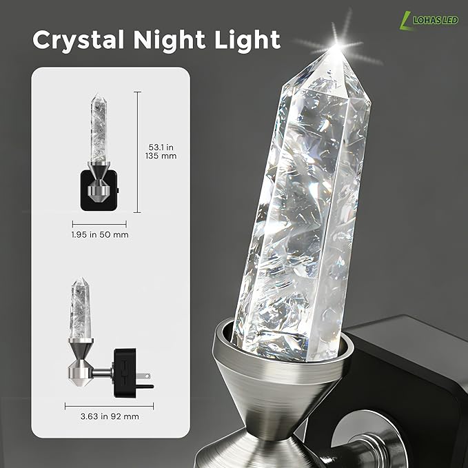 Dimmable Crystal LED Night Light Plug-in with Warm 3000K Dusk to Dawn Sensor