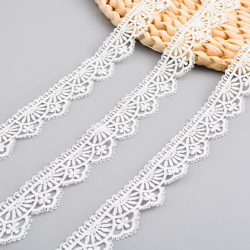 White Lace Trim, 15 Yards Vintage Embroidery Floral Lace Fabric For Sewing Gif