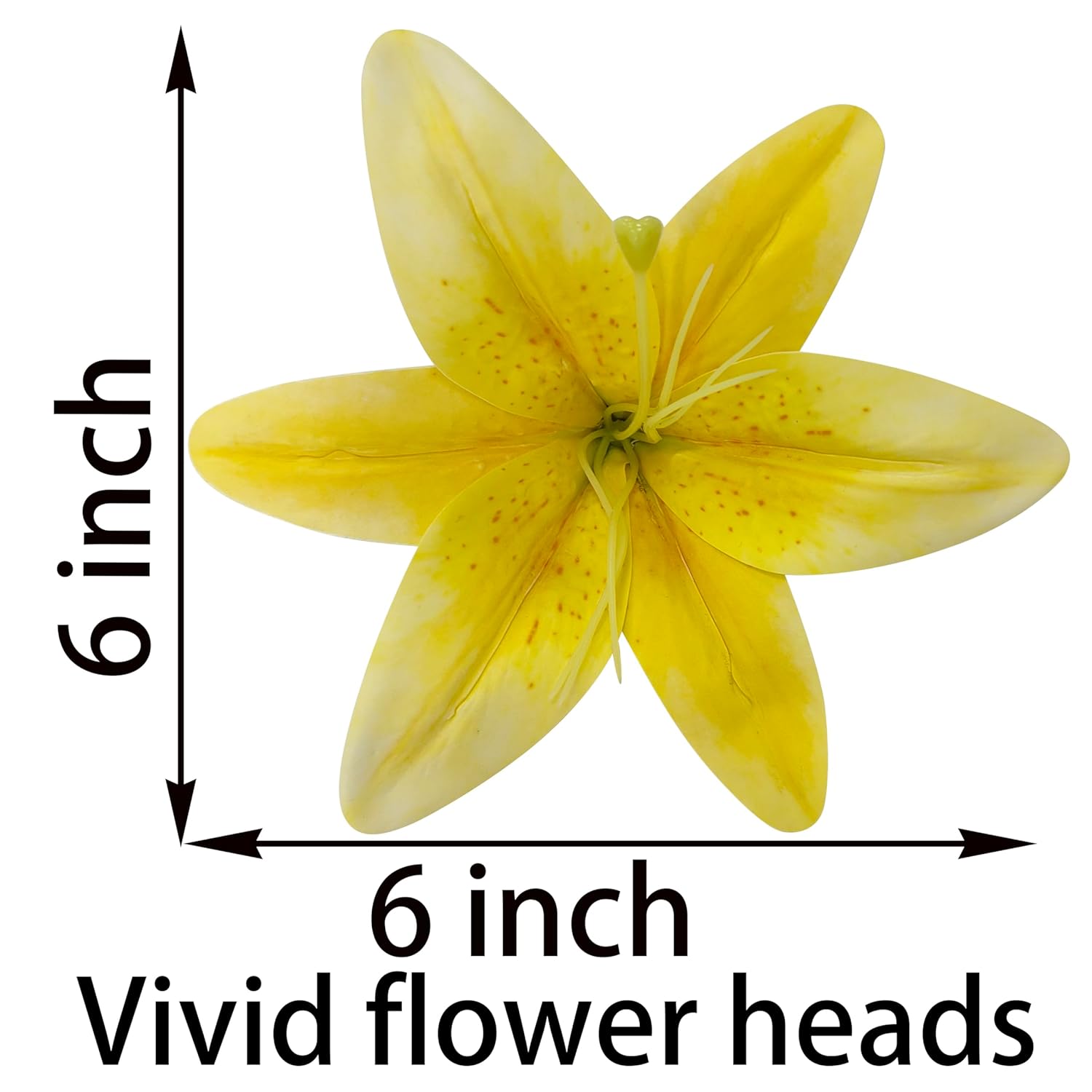 Artificial Lily Flowers,6 Pcs Faux Lily Flowers,23 Inch Long Stem Tiger Lily Branch With 3 Full Blooms And 4 Leaves, Latex Real Touch Lilium Flower For Wedding Bouquet (6, Yellow)