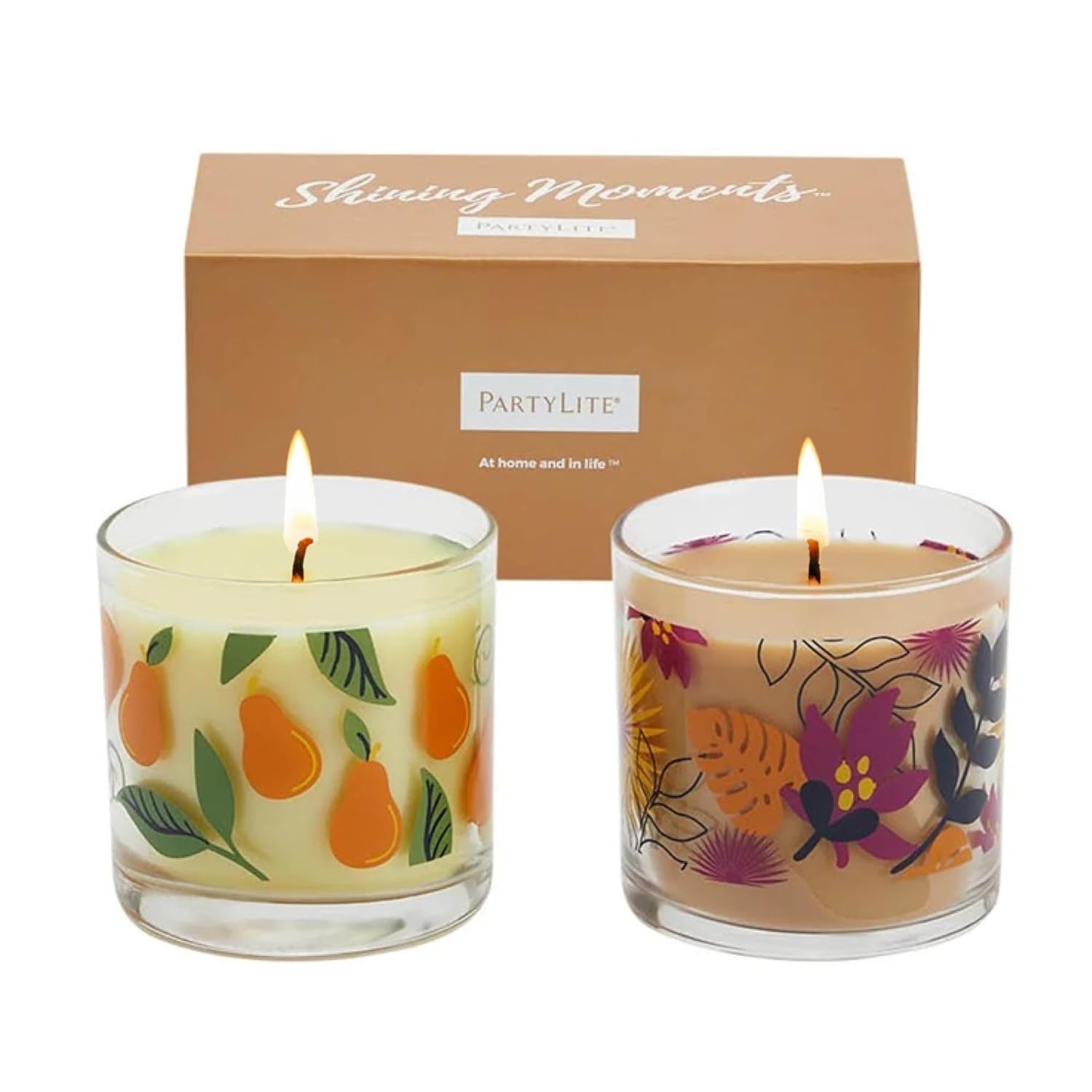 PartyLite Freshly Baked Fall Mini Jar Pair, Almond Pear Tart & Banana Walnut Bread, 35–45 Hour Burn Time Each, Decorative Glass Jar Candles, Sweet & Cozy Autumn Fragrances, Great for Gifting