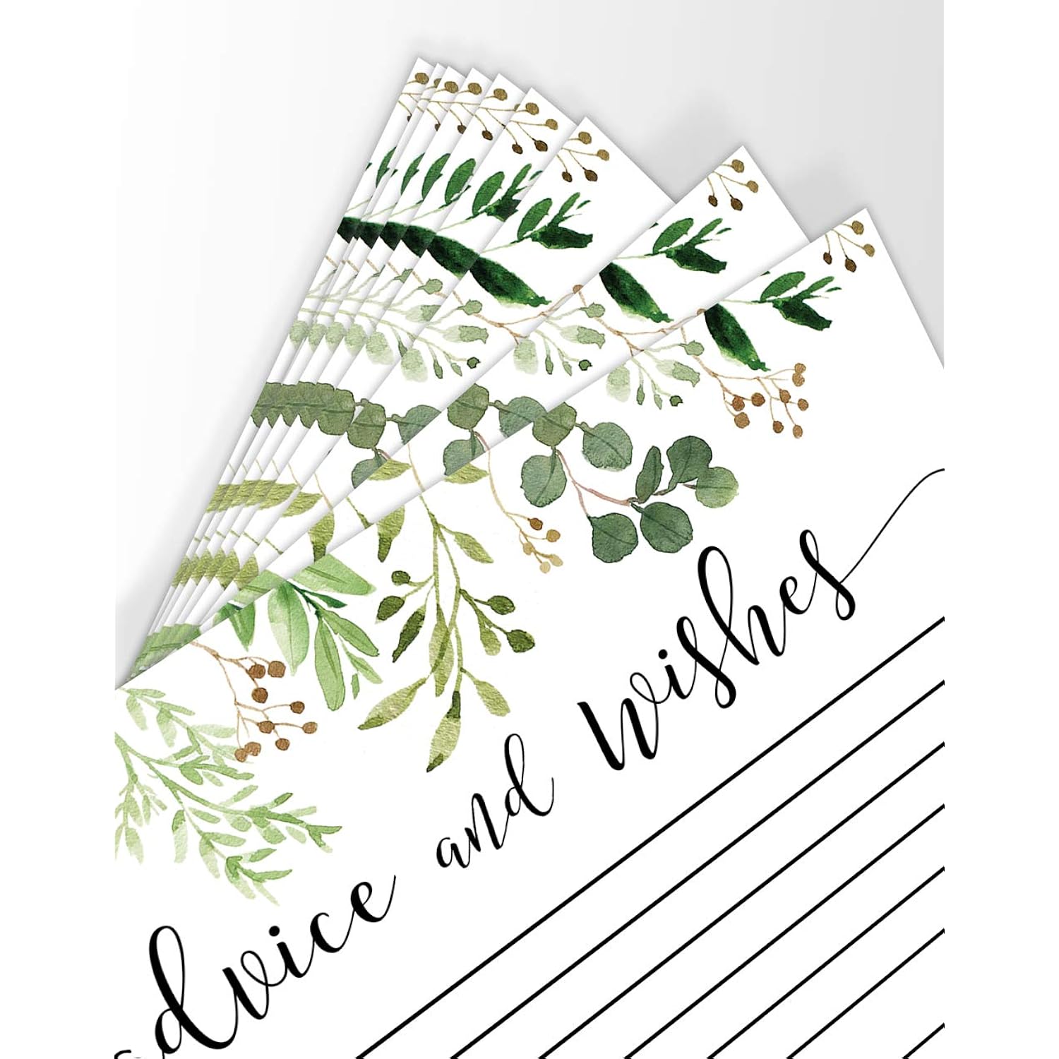 Advice And Wishes For The Mr And Mrs – Wedding Advice Cards For Bridal Shower, Games And Favors For Guests, Eucalyptus Greenery Decor, 50 Cards