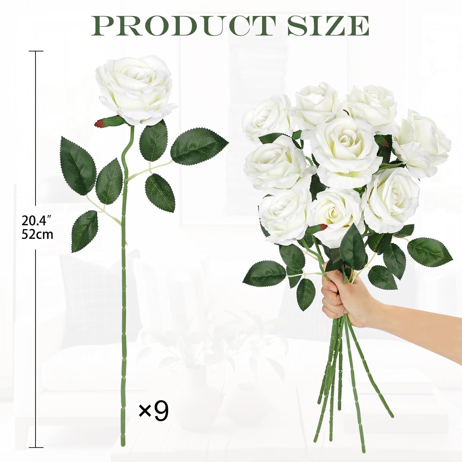 Velvet Rose Artificial Flowers Realistic Fake Roses Faux Roses Flower Long Stem White Roses Fake Flowers For Decoration Real Touch Roses For Home Wedding Party Decor