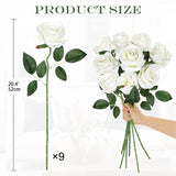 Velvet Rose Artificial Flowers Realistic Fake Roses Faux Roses Flower Long Stem White Roses Fake Flowers For Decoration Real Touch Roses For Home Wedding Party Decor