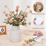 10Pcs Fake Silk Pompon Mum Artificial Flowers, Bulk Faux Mini Chrysanthemums, For Centerpieces Wedding Fillers Champagne Arrangements Boho Decor, No Vase, Beige
