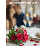 Artificial Flowers, 50 Pcs Dark Red Foam Fake Roses Bulk With Stems For Decoration Celebration Diy Wedding Bouquets Centerpieces Bridal Shower Party Christmas Tree