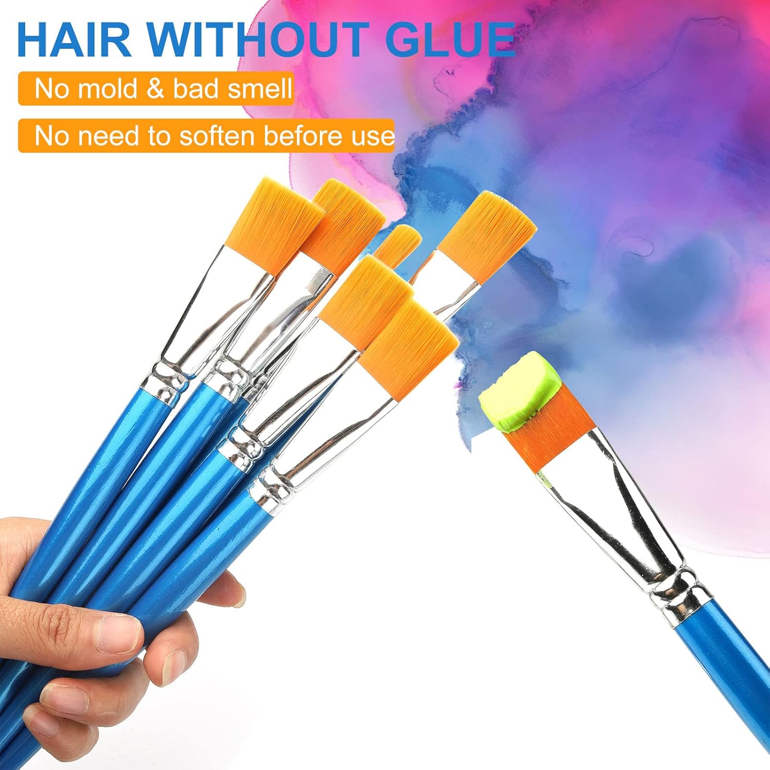1 Inch Flat Paint Brushes For Acrylic Painting,12 Pieces Large Synthetic Paint Brushes Bulk With Wooden Handle For Acrylic, Watercolor, Oil, Crafts, Face Body Art