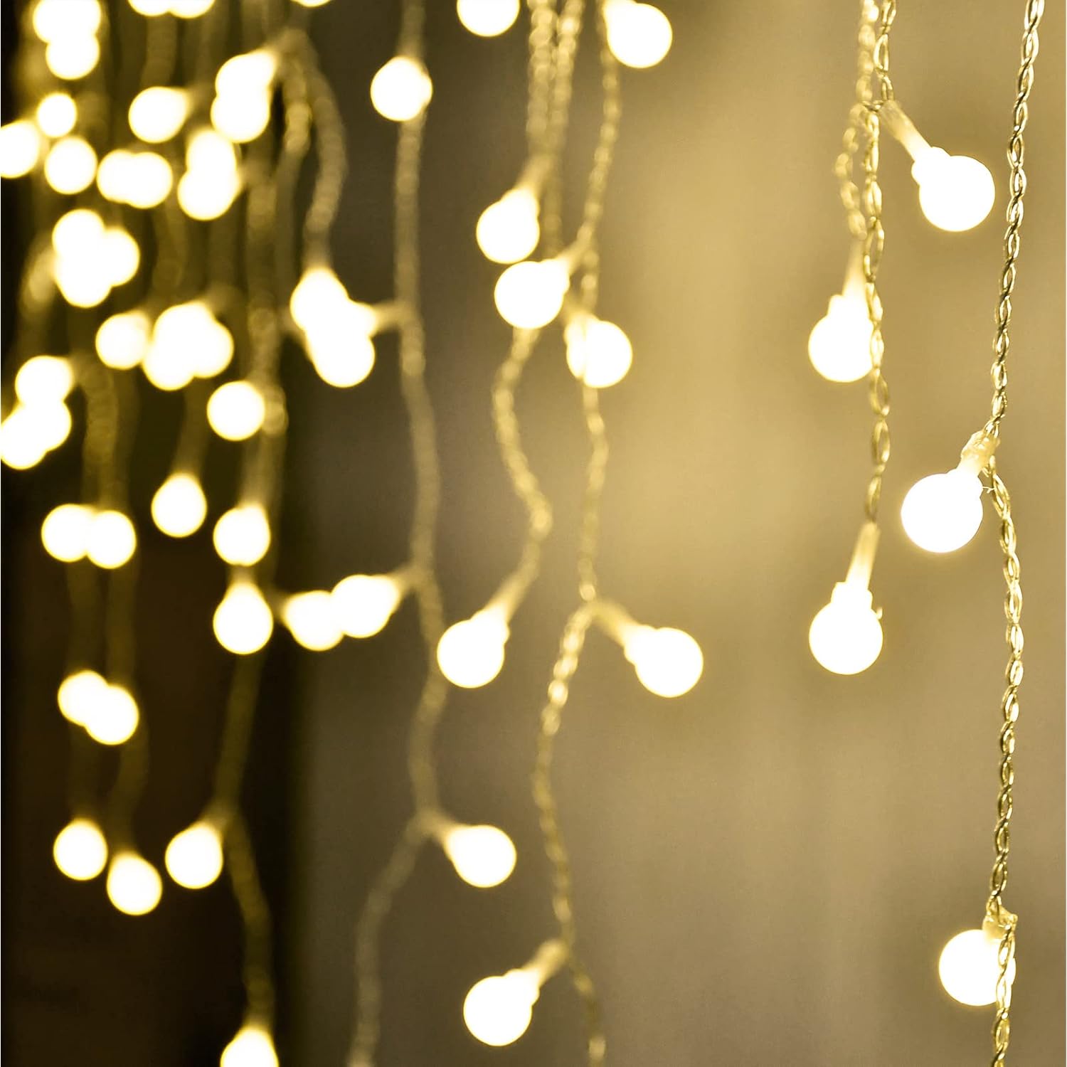 Fairy Curtain Lights, Usb/Battery Powered Ball Icicle Light 13Ft 96 Led Globe String Hanging Lights For Bedroom Dorm Wed