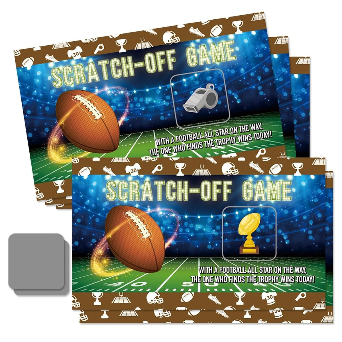50 Psc Football Theme Scratch Off Game Cards, Rugby Scratch Cards For Baby Shower Birthday Party, Sports Lottery Group Games Enterprises Activity Supplies For Football Lovers, Football Party