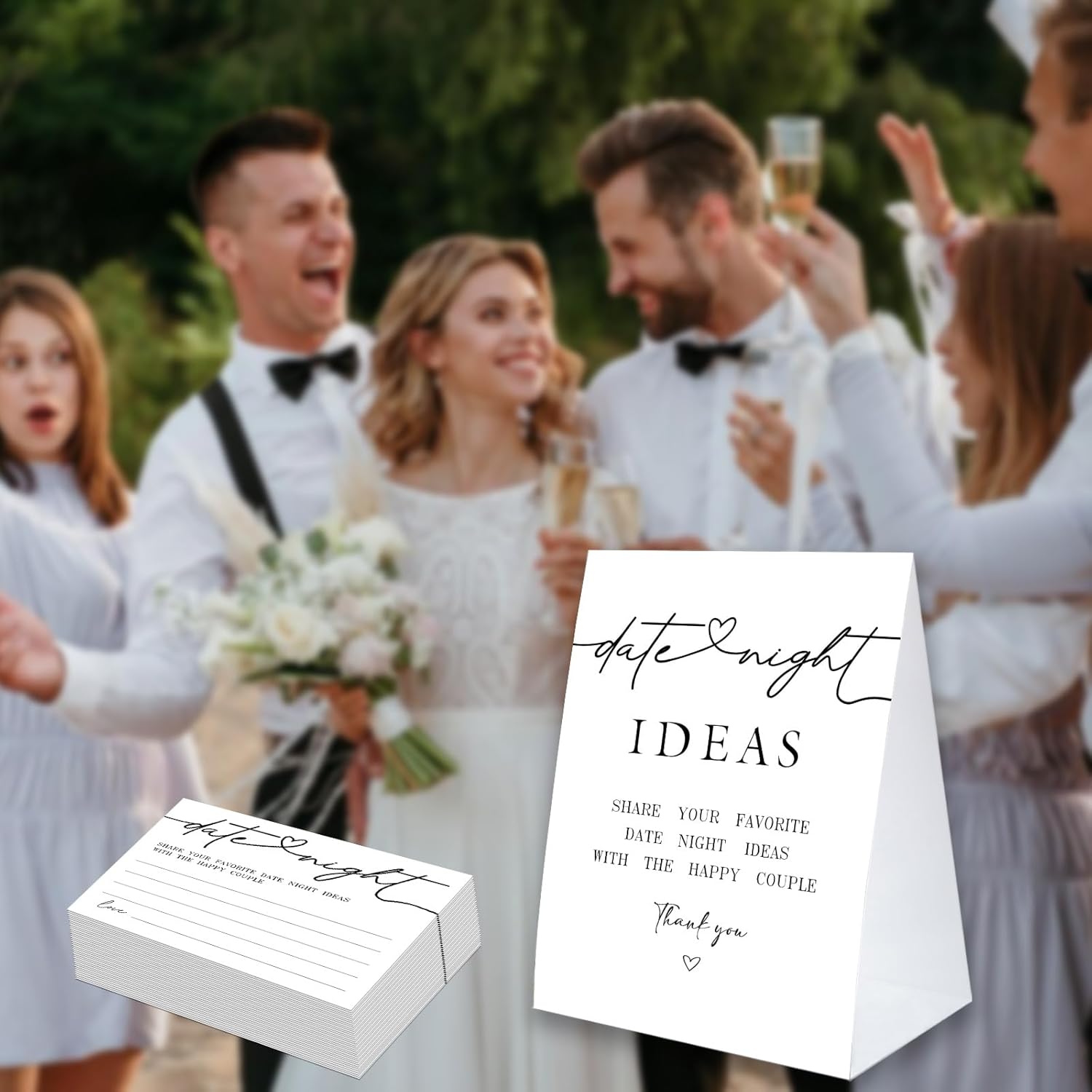 Minimalism Bridal Shower Games Date Night Sign, 1 Date Night Sign And 50 Date Night Cards, Bridal Shower Decorations, Wedding Shower Game-Dnyh11