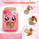 Valentines Day Cards For Kids School – 48 Pack Funny Face Mason Jar Valentine Gift Cards With Treat Bags, Classroom Exchange Cards For Boys Girls Toddlers & Friends (Candy Not Included)