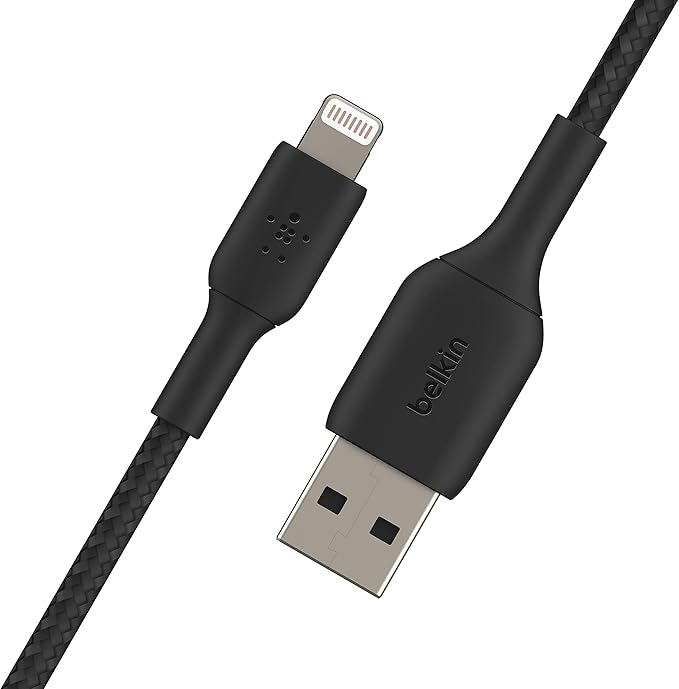 3.3FT Braided USB to Lightning Cable MFi Certified Fast Charging Cord for iPhone iPad AirPods Black