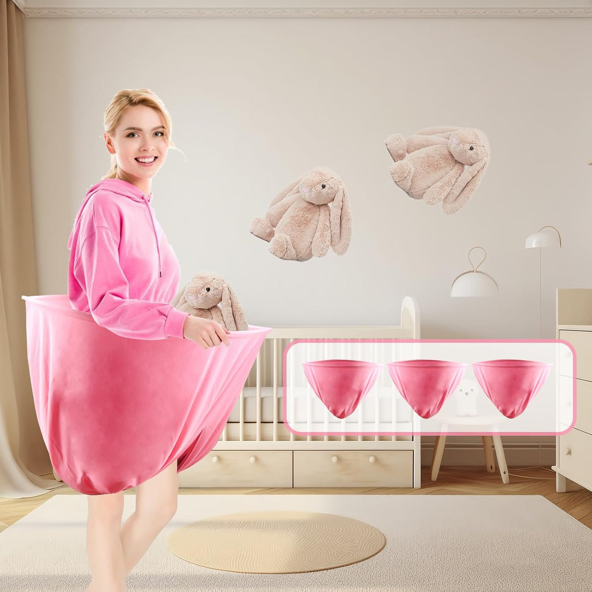 3 Pcs Baby Shower Games Bridal Shower Games Funny Activities- Funniest Game Ever For Baby Showers, Gender Reveals, Boy Or Girl Parties – Oversized Diaper Toss Game (Pink) – No Balls Included