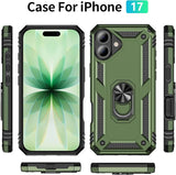 iPhone 17 Case iPhone 18 Case with Screen Protector and Built-in Kickstand Army Green Full Body Cover