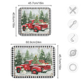 Merry Christmas Truck Tree Dish Drying Mat For Kitchen Winter Snowman Buffalo Plaid Microfiber Drying Mats Absorbent Reversible Dish Pad Medium Dish Draining Mat 16X18 Inch