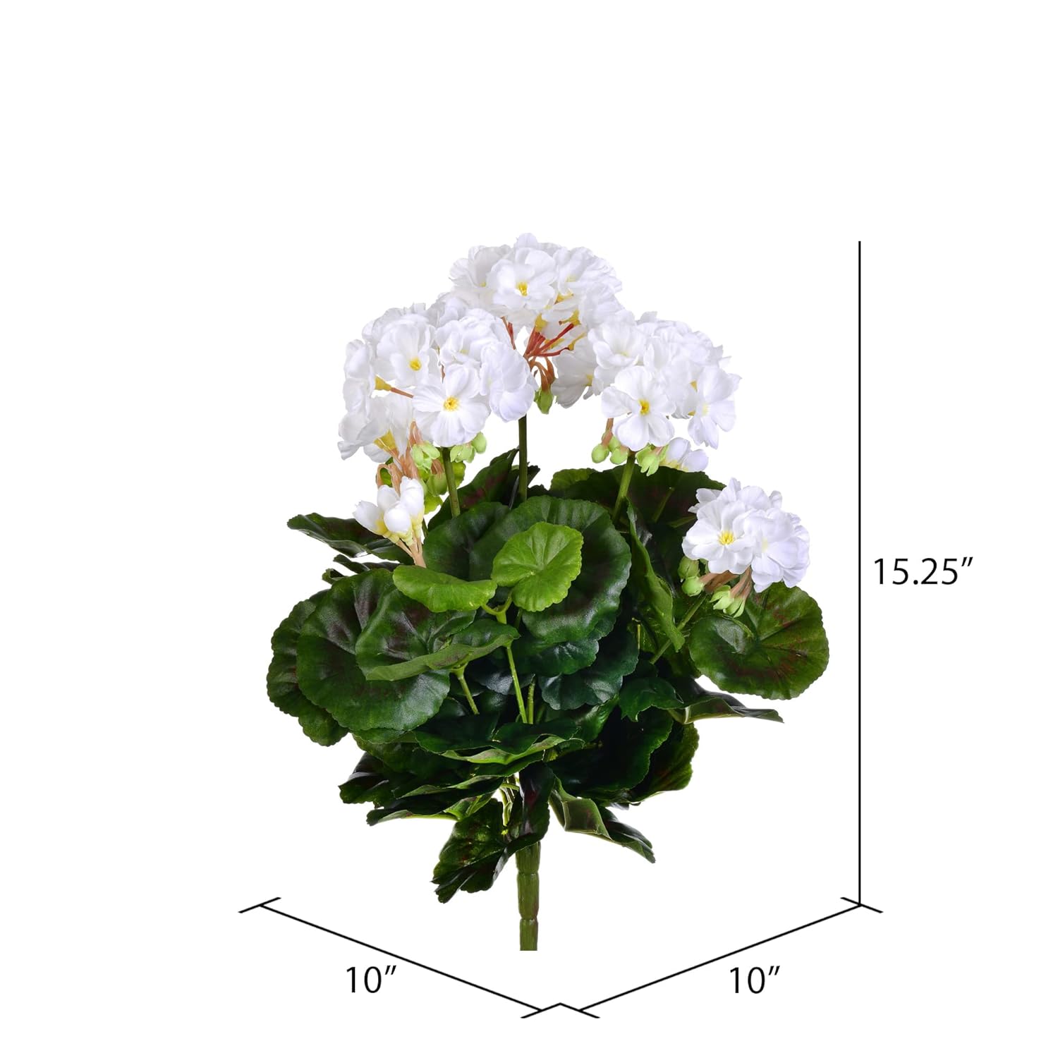 Vickerman 15.25" Artificial White Polyester Geranium Bush - White Artificial Flowers - Artificial Geraniums for Indoors - Fake Geraniums - Faux Flowers for Assortment - Artificial Plants