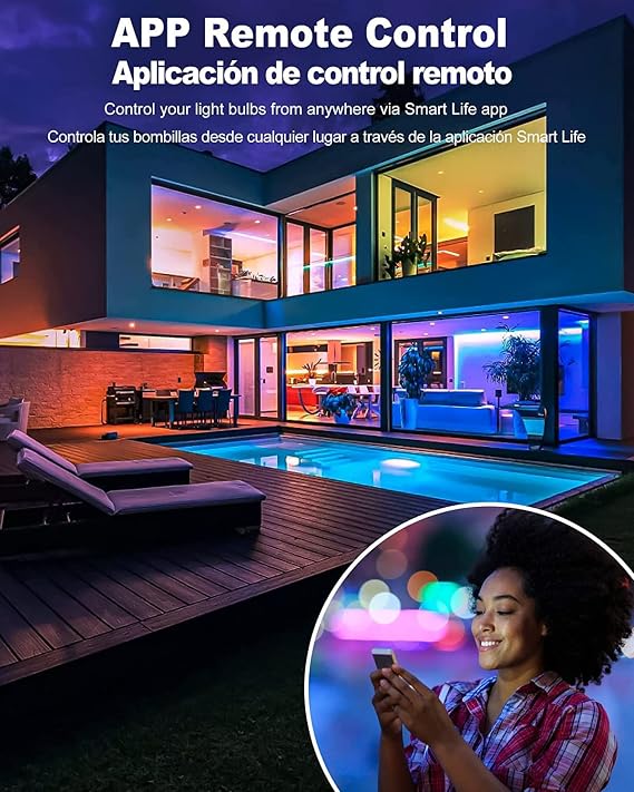Smart LED Light Bulbs 4 Pack Color Changing WiFi Bluetooth E26 A19 Works with Alexa Google Assistant