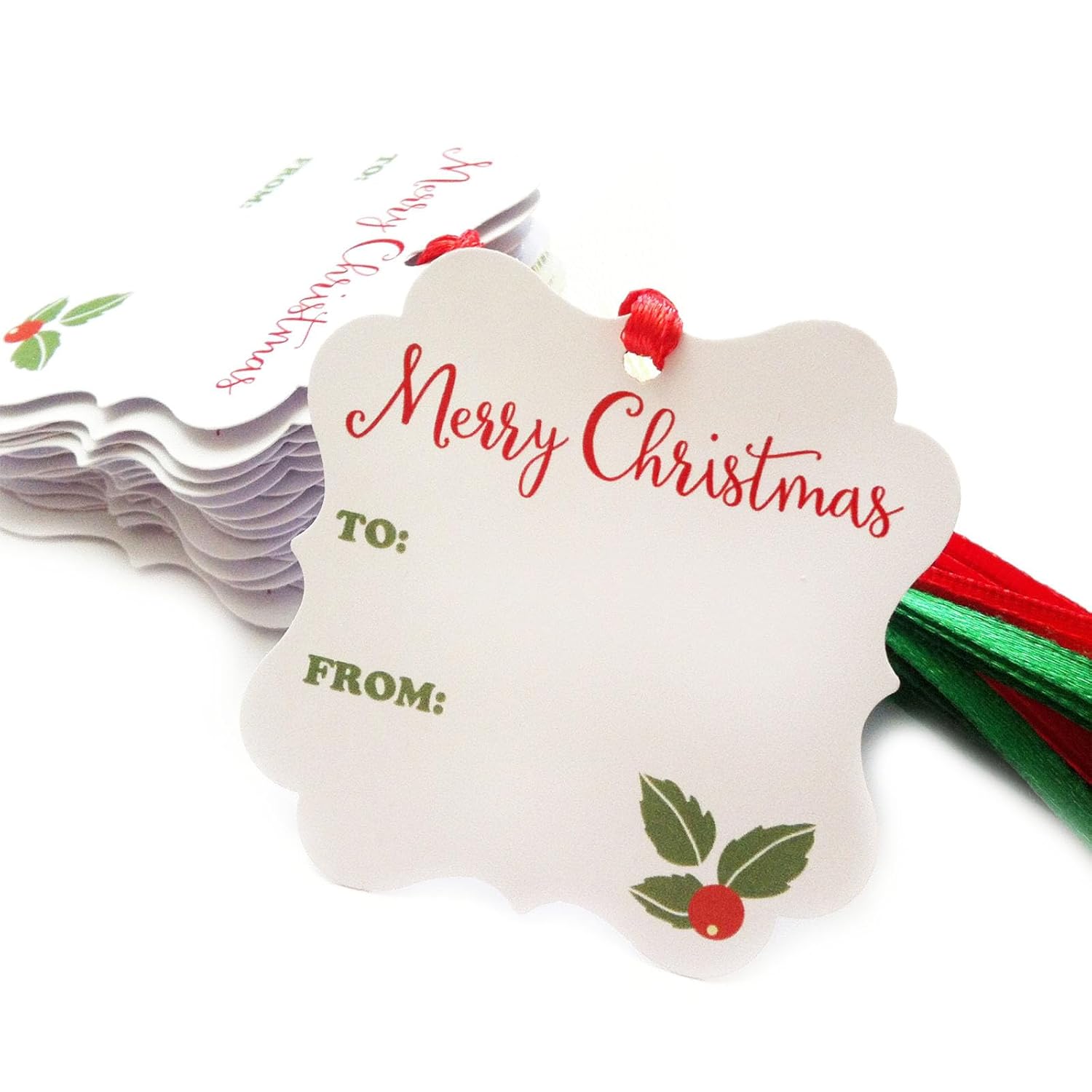 Merry Christmas Holiday Gift Tags By – 2" Pre-Strung Christmas Gift Wrapping Tags – Set Of 24