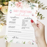 Baby Predictions & Advice For New Parents – Pink Rose Flower Baby Shower Activity By Printed Party, It'S A Girl Forest Animals Theme Set Of 50 Cards-3X