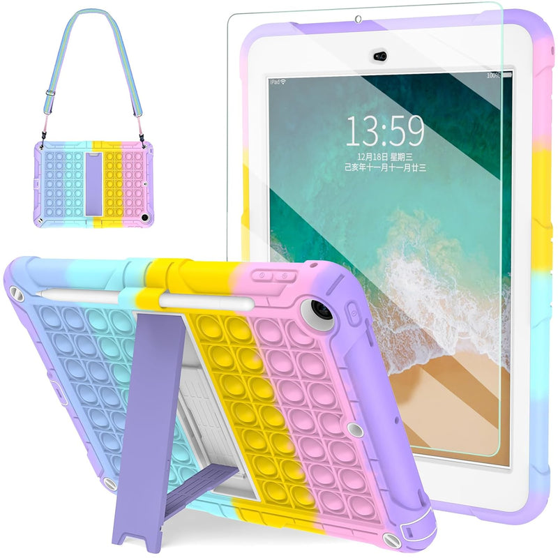 Ipad 5Th/6Th Generation Case Pink Purple For Kids Girls With Glass Screen Prot