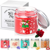 6 Pcs Christmas Scented Candles Bulk, 3.5Oz Mini Christmas Gifts For Women & Men Natural Soy Wax With Holiday Candle Include 6 Different Scents Ideal For Xmas, New Year, And Winter Home Decor