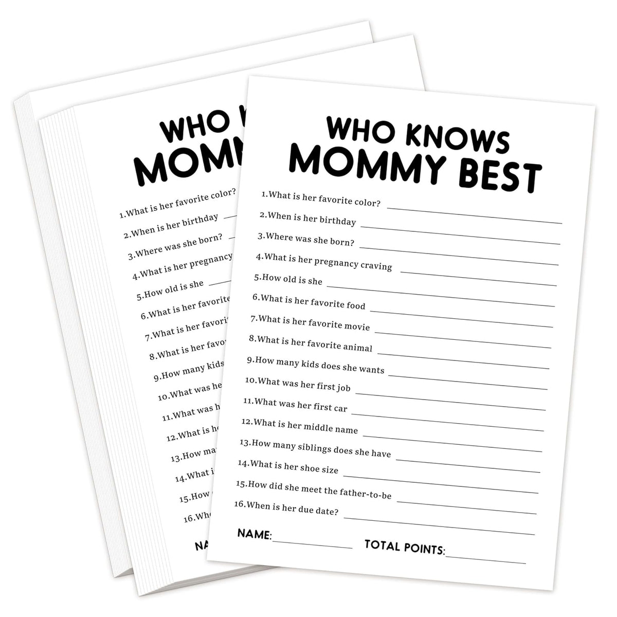 Rustic Minimalist Theme Gender Neutral Cards Baby Shower Games - 25 Who Knows Mommy Best Games - Gender Reveal & Baby Announcement Party Supplies-(B20)