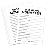 Rustic Minimalist Theme Gender Neutral Cards Baby Shower Games - 25 Who Knows Mommy Best Games - Gender Reveal & Baby Announcement Party Supplies-(B20)