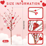 8Pcs Valentines Day Decorations Flowers Artificial Berry Floral,Red Pink White Valentine Heart Shaped Branches Gifts For Home,Valentines Party Decor,Wedding,New Year Decor