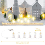4 Pack Accessory Cord C7 Led Christmas Village String Lights With 6 Bulbs 11.5 Ft White Cord On/Off Switch For Christmas