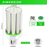 120W LED Corn Light Bulb 16800 Lumens 5000K E26 E39 Base High Bay Warehouse Garage Lighting