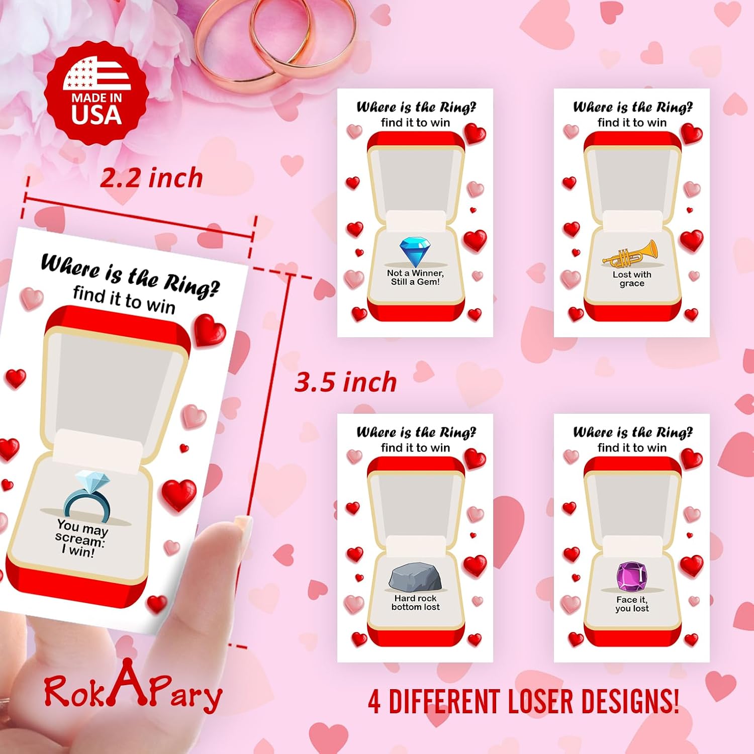 Where Is The Ring Wedding Or Bridal Shower Scratch Off Game, 40 Pack, Fun & Easy Wedding Shower Game For Guests, Engagement Party, Bachelorette Party, And Bride-To-Be Celebration Scratch Off Cards.